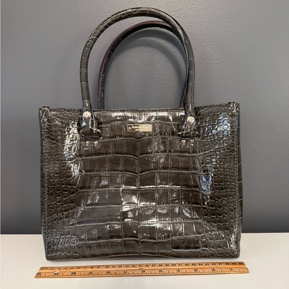 Kate Spade Quinn Patent Leather Tote Croc Embossed